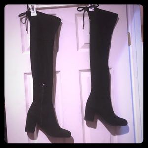 Franco Sarto Over the Knee Black Faux Suede Boots